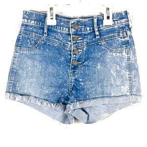 Hollister button-fly acid splash denim cuff shorts